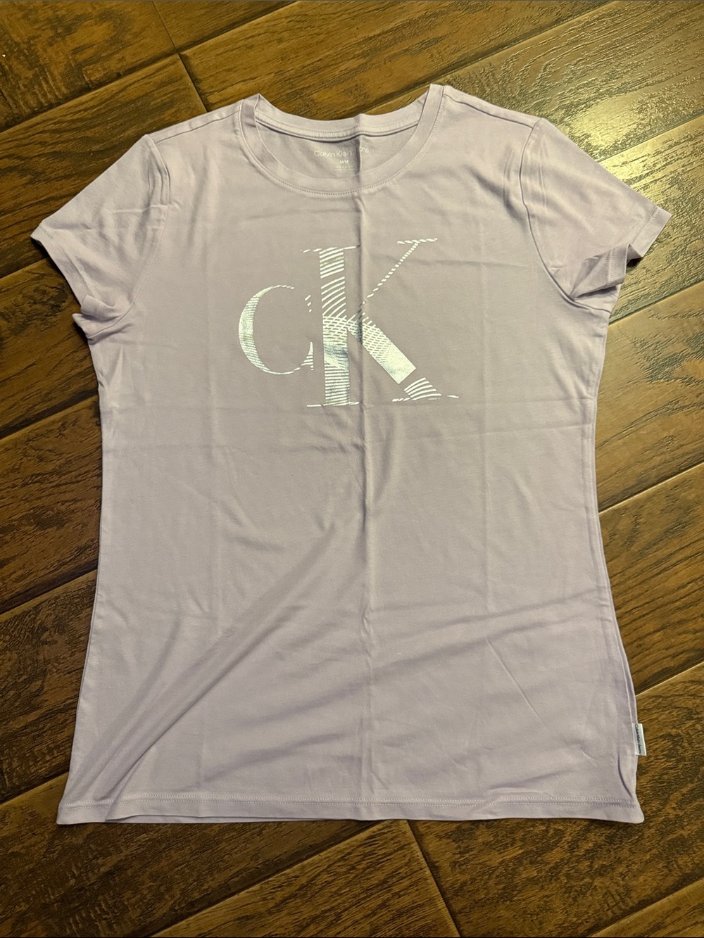 Calvin Klein Light Purple Crewneck Short Sleeve Tee with CK Front Logo